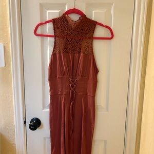 Free People Rust Sleeveless Lace-Back Dress